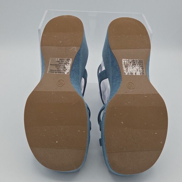 Steve Madden Becca Denim Fabric Platform Sandals Wedges Strappy Womens Sz 10 EUC - Picture 8 of 9